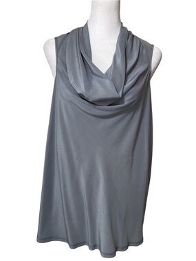 525 America Sleeveless Cowl Neck Silk Blouse Top Tank Gray Silver XL